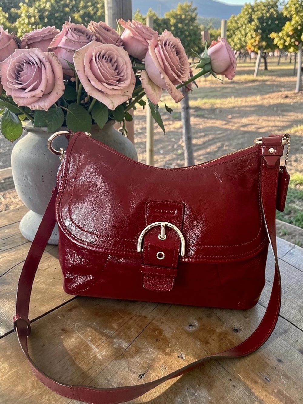 Coach SoHo 2012 Burgundy F19709 Front Flap Shoulder Bag With Hangtag & Dust Bag